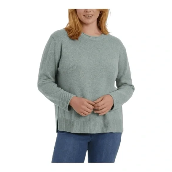 Ella Moss Green Crewneck Sweater Ribbed Knit Women Size: M - Picture 6 of 14